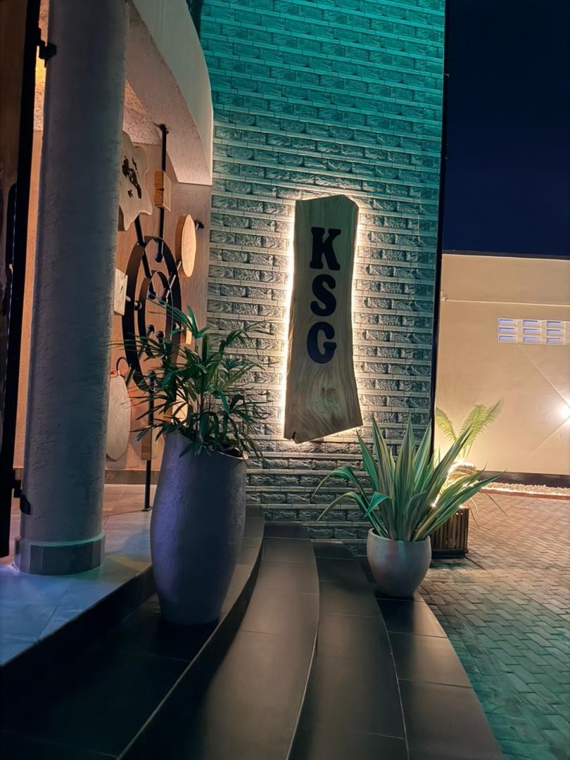 KSG entrance with green lighting